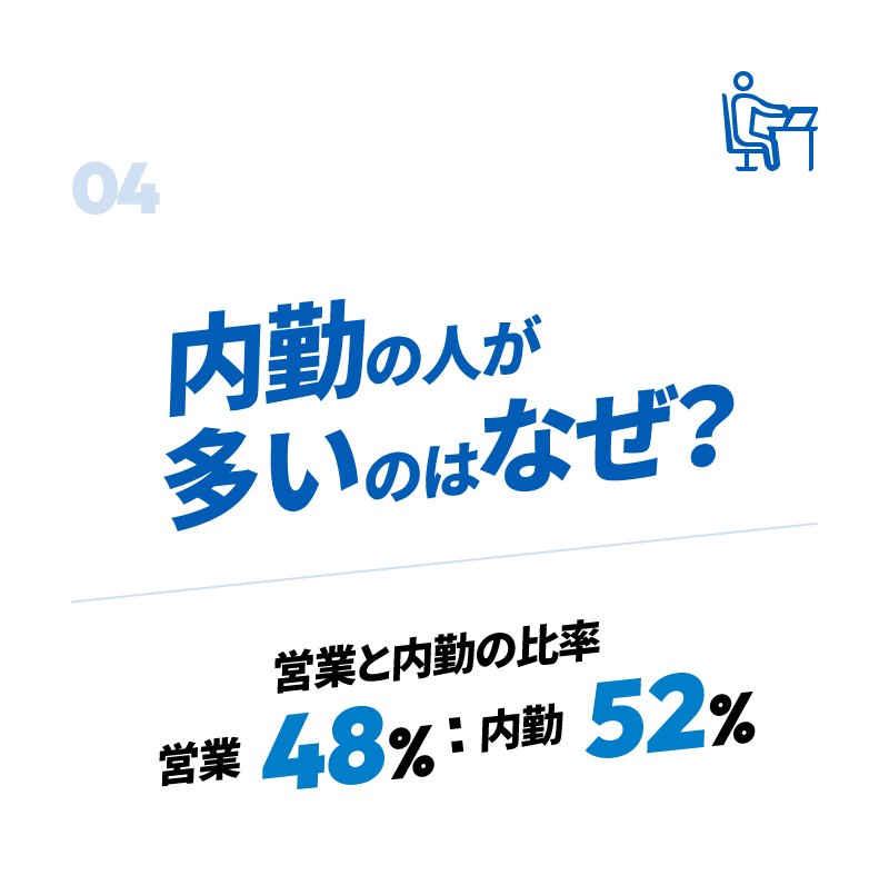 内勤の人が多いのはなぜ？